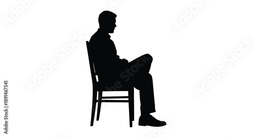 Silhouette of a man sitting in a chair with legs crossed