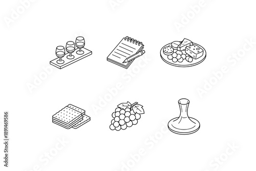 Elegant wine tasting elements with isometric style for culinary enthusiasts