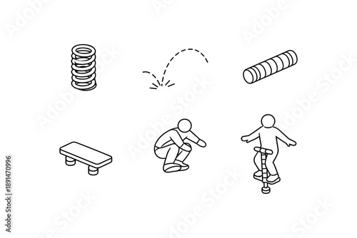 Minimalist line art of playground activities and equipment