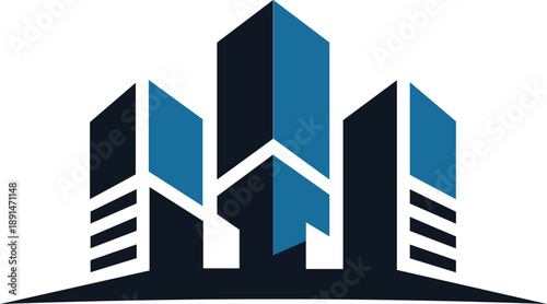 Modern city skyline real estate logo