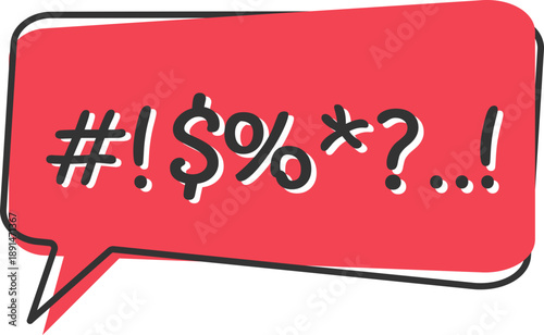 Censored message icon with tilted red bubble