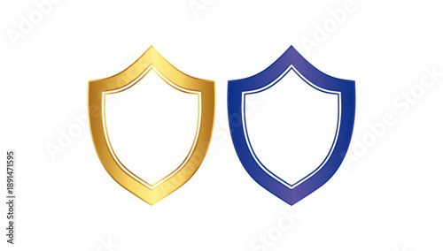 Two shield icons representing security, protection, safety, and defense concepts, commonly used in digital interfaces, cybersecurity visuals, and technology-related design elements with a clean vector