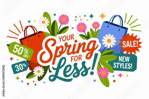 Spring Sale Extravaganza modern festive banner with holiday message, eye catching spring promotion design, perfect for seasonal marketing campaigns, retail advertising, online shops, and promotional g
