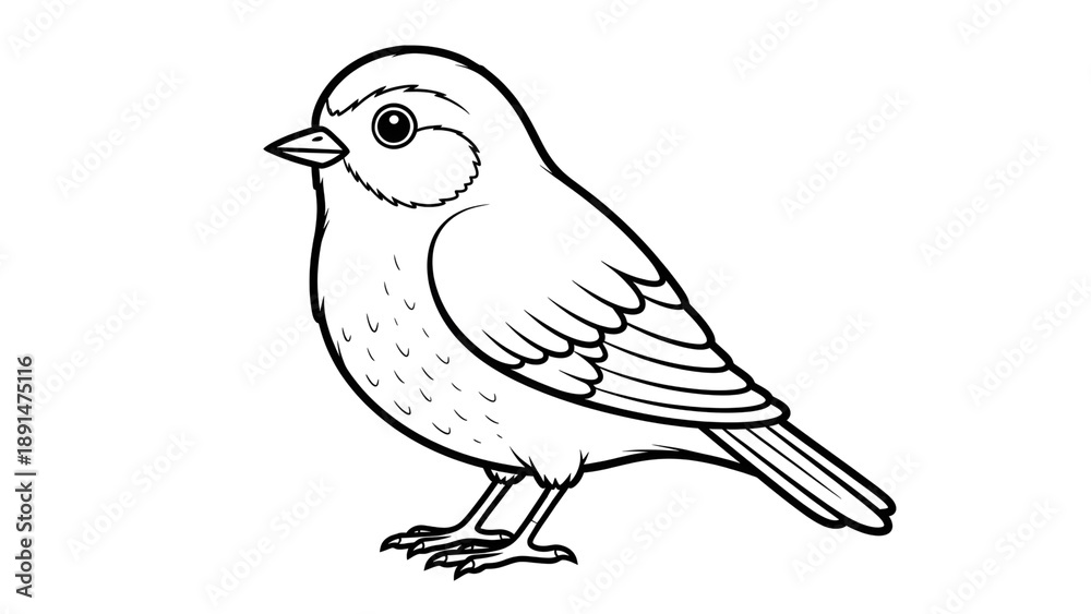 Obraz premium A simple black and white illustration of a small bird on transparent background