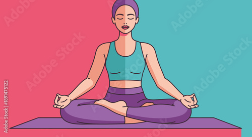 Woman in Yoga Pose Sitting.