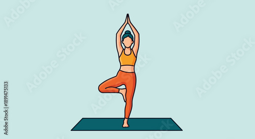 Woman in Yoga Tree Pose.