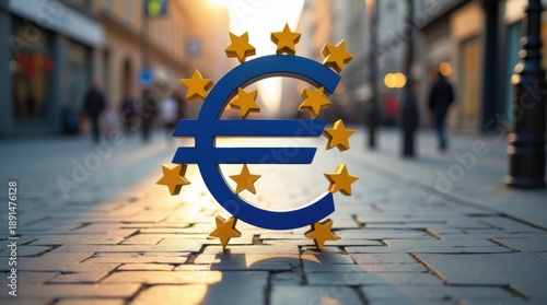 euro sign on sidewalk 
