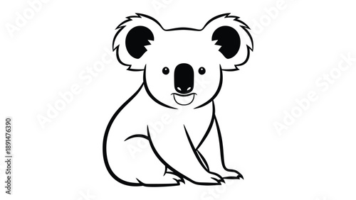 Koala illustration : An adorable koala illustration, a perfect representation of cuddly and iconic of Australian wildlife, it is designed for coloring book