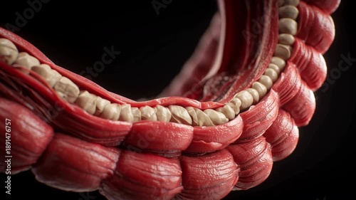 Detailed tissue visualization, Histologist analyzes layered intestinal tissue structures
