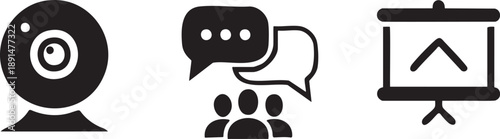 Video Camera And Presentation Board Media Graphic Icons