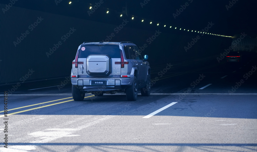 Fototapeta premium Chinese brand cars using Huawei's intelligent driving system are currently undergoing testing and trial drives.