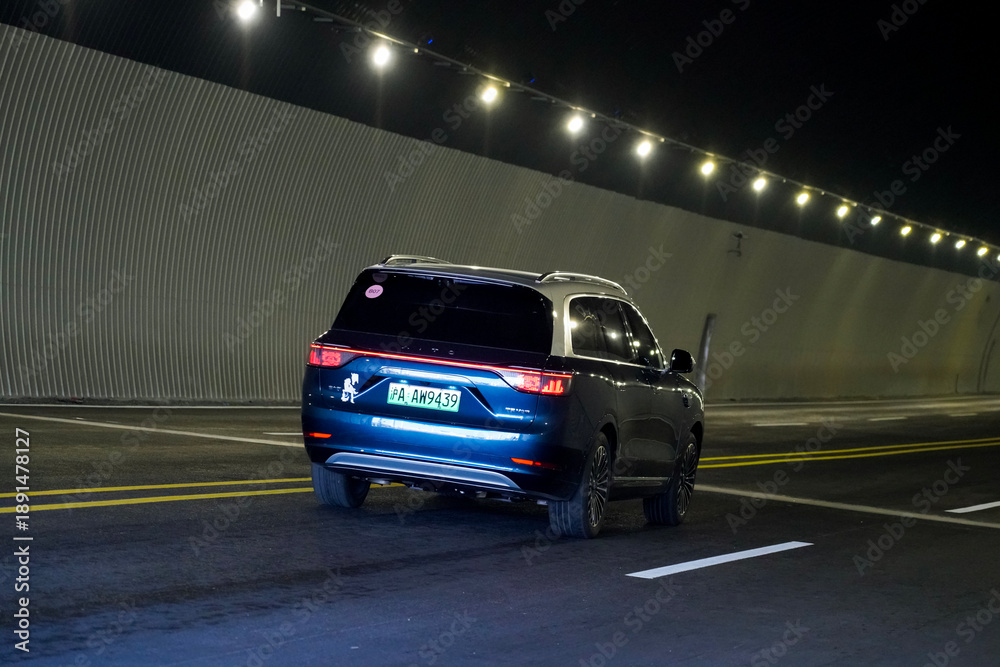 Fototapeta premium Chinese brand cars using Huawei's intelligent driving system are currently undergoing testing and trial drives.