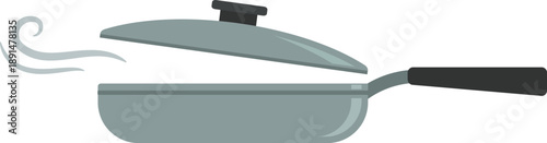 Illustration of a steel pan with a lid.