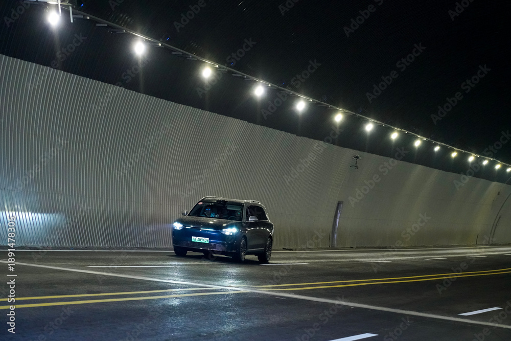 Fototapeta premium Chinese brand cars using Huawei's intelligent driving system are currently undergoing testing and trial drives.