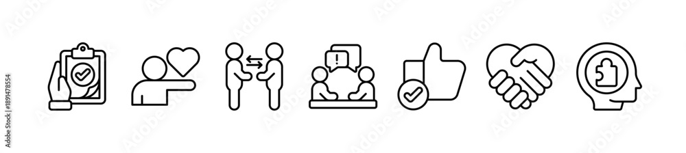 Obraz premium Banner counseling vector illustration concept. Therapy, diagnosis, empathy, advice and support concept with icons 