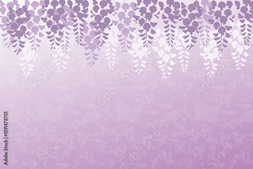 Tableau sur toile Elegant purple wisteria flowers hanging from above, soft pastel floral backgroun