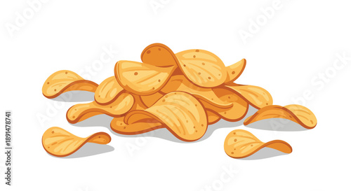 Golden, crispy potato crisps vector illustration. A delightful and savory snack, perfect for food-related projects and appealing visual design