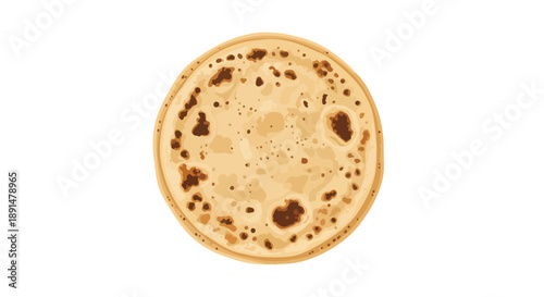 Deliciously textured golden-brown pancake or griddlecake isolated on a pristine white background