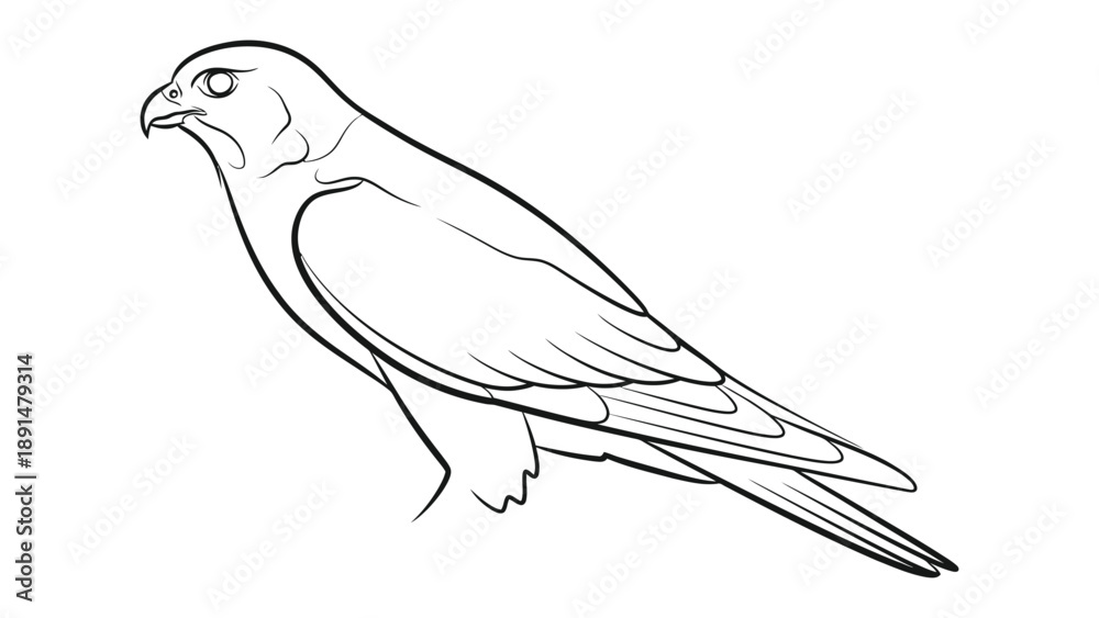 Fototapeta premium Elegant Falcon Illustration: A striking line drawing captures the elegance and power of a falcon, showcasing its sharp gaze and streamlined form.