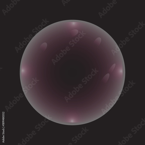 Dark Purple Glossy Bubble Vector on Black Background.ai