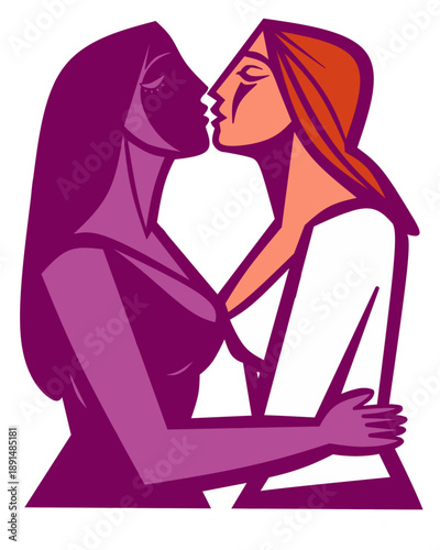 Amor lésbico con colores simbólicos.