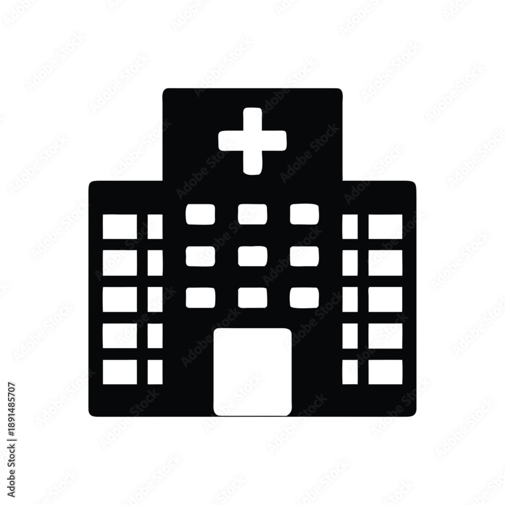 Obraz premium Vector illustration of a black and white square cross icon sign, a pixel perfect 3d button symbol for medical first aid, hospital emergency care, and pharmacy web design