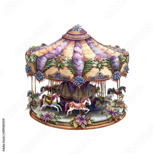 carousel decorated mardi gras hand drawn vector illustration
