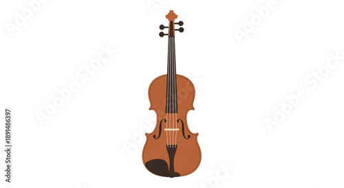 Classical Violin Flat Vector Musical Instrument Illustration