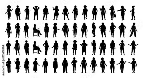 Silhouettes of People in Various Positions: A Versatile Design Resource
