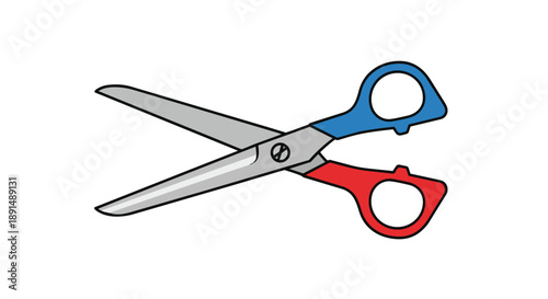 Vibrant blue and red handled cutting tool illustration for crafting and office use a sharp instrument for various tasks and precision work useful