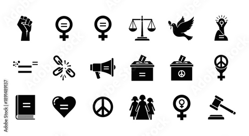 International Women's Day Symbols in Black and White Representing Women's Empowerment