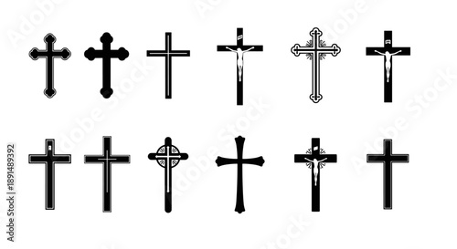 Silhouette Cross Collection: Religious Symbolism and Faith Representation Set of Designs