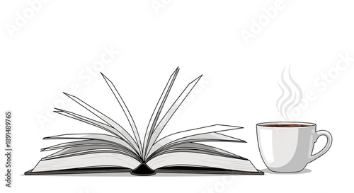 Book and Coffee a Calm Moment for Reading Relaxation and Education Still Life