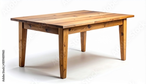 Wallpaper Mural Classic wooden dining table with a natural finish, showcasing beautiful wood grain and rustic knots. Sturdy piece of furniture is perfect for kitchen or dining room interiors, isolated on a white bg. Torontodigital.ca