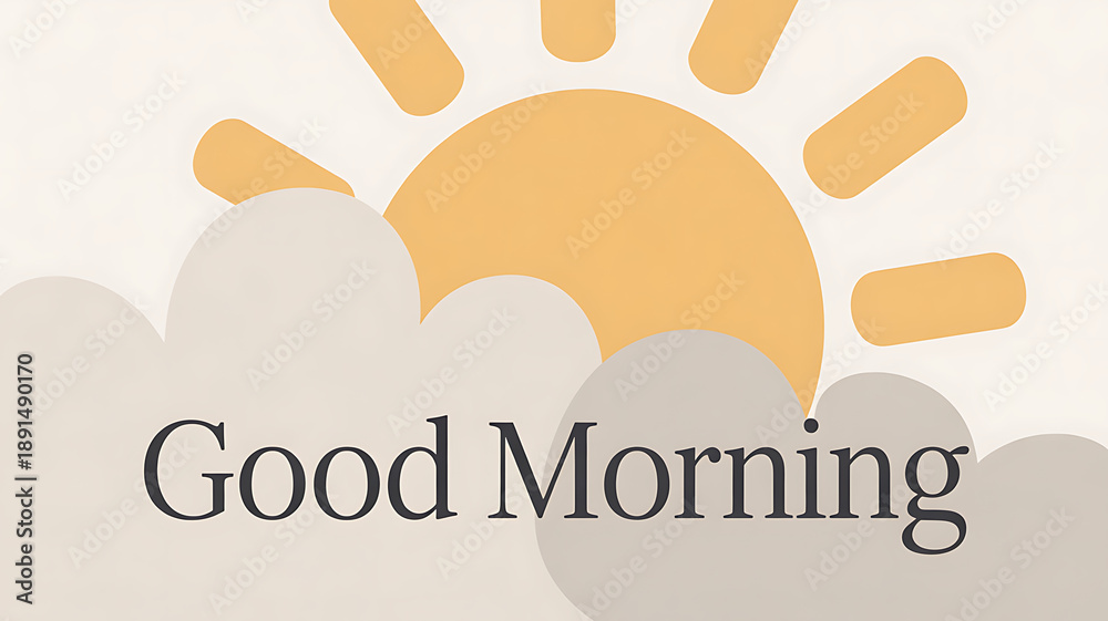 Obraz premium Good morning sunshine with happy clouds and warm rays