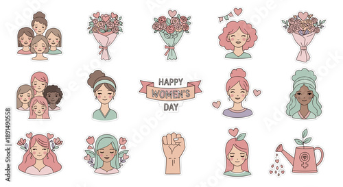 Feminine Celebration: Empowering Women's Day Stickers for Diverse and Joyful Occasions