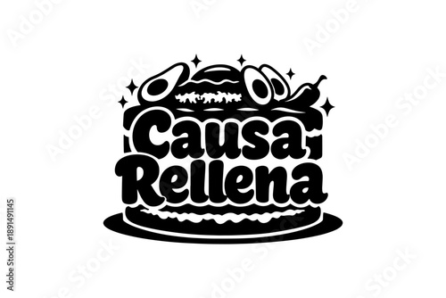 Causa rellena logo design with avocado and peruvian cuisine elements