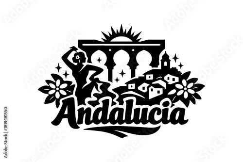 Andalucia travel design featuring flamenco dancer and historic landmarks