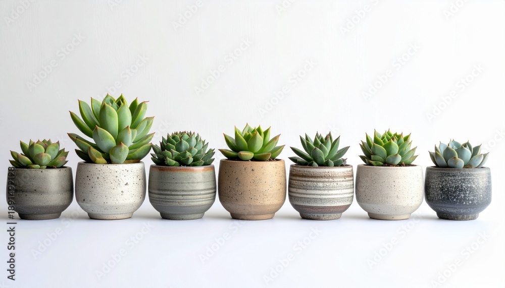 Fototapeta premium Succulent Style: Ceramic Pot Designs and Indoor Plant Aesthetics for Modern Spaces