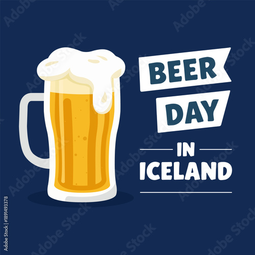 Beer Day in Iceland, vector art illustration.