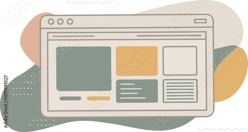 Stylized illustration of a web browser window with abstract layout elements