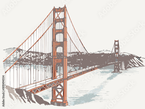 Illustration of the golden gate bridge in san francisco california