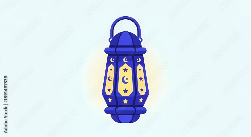 Fototapeta premium Lantern glowing softly indoors