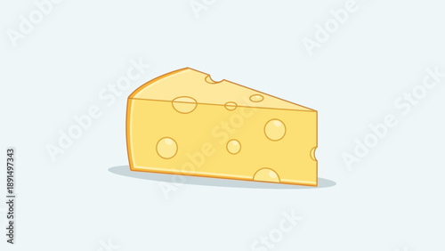 Simple vector illustration of a yellow Swiss cheese wedge with characteristic holes.