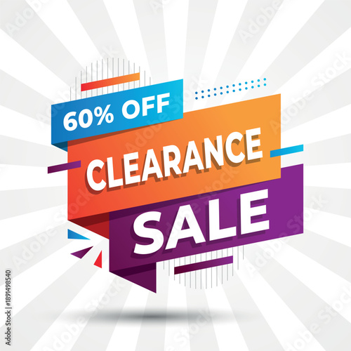 Dynamic Clearance sale banner design with 60% off	