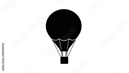 Silhouette of a hot air balloon against a white backdrop.