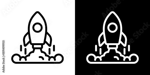 Starup Icon Of Line Black And White Style Vector Illustration
