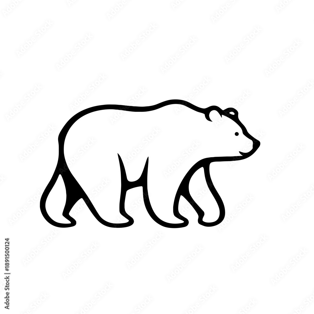 Fototapeta premium Grizzly Bear. Grizzly Bear simple black and white line art vector logo