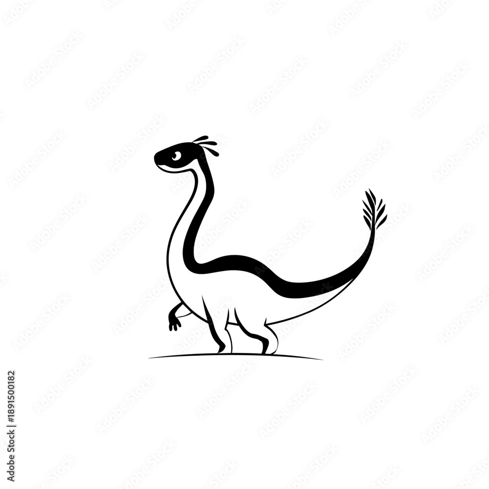 Obraz premium Maiasaura. Maiasaura simple black and white line art vector logo