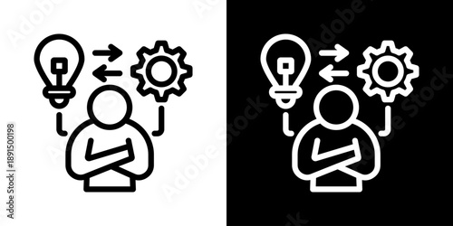 Innovation And Process Icon Of Line Black And White Style Vector Illustration
